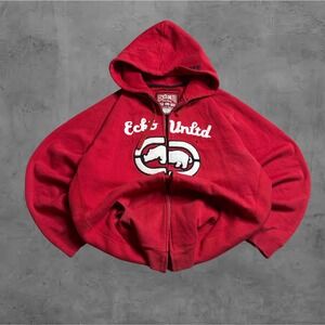 Ecko Unlimited Red Full Zip Hoodie Men's Graphic Rhino Logo